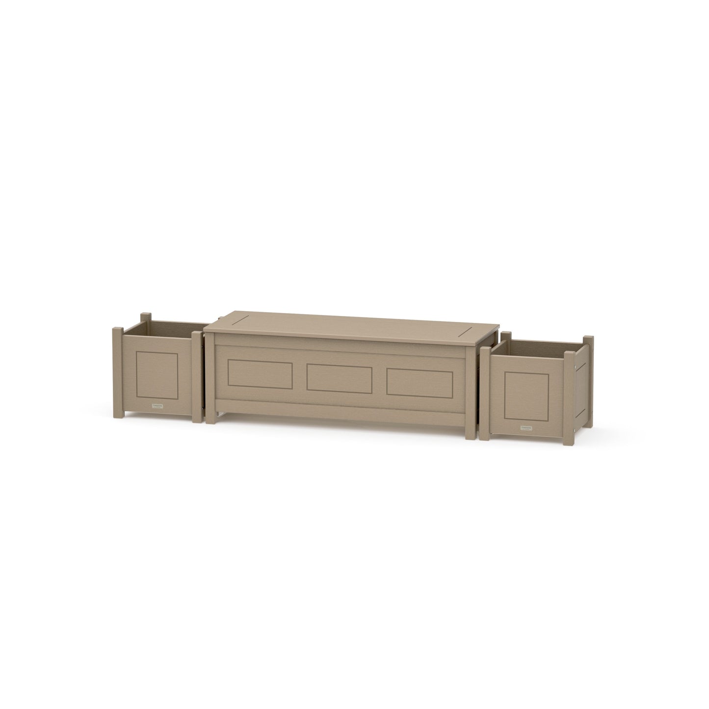 POLYWOOD 48" Country Living Straight Planter Storage Bench Set — Vintage Sahara