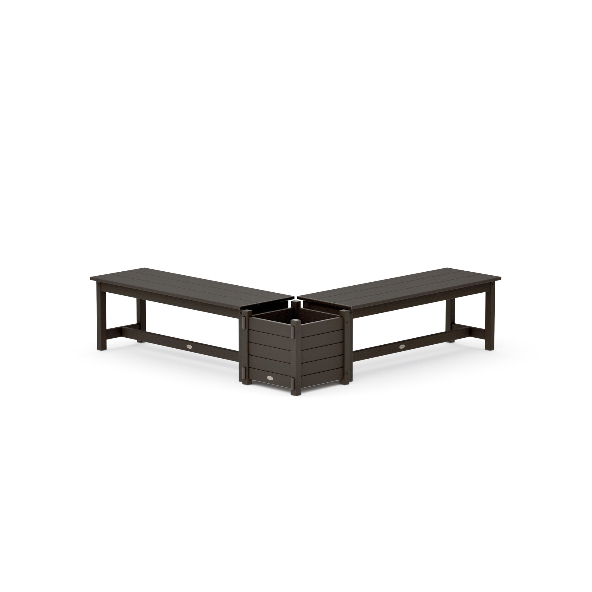 POLYWOOD 48" Nautical L- Shaped Planter Bench Set — Vintage Coffee
