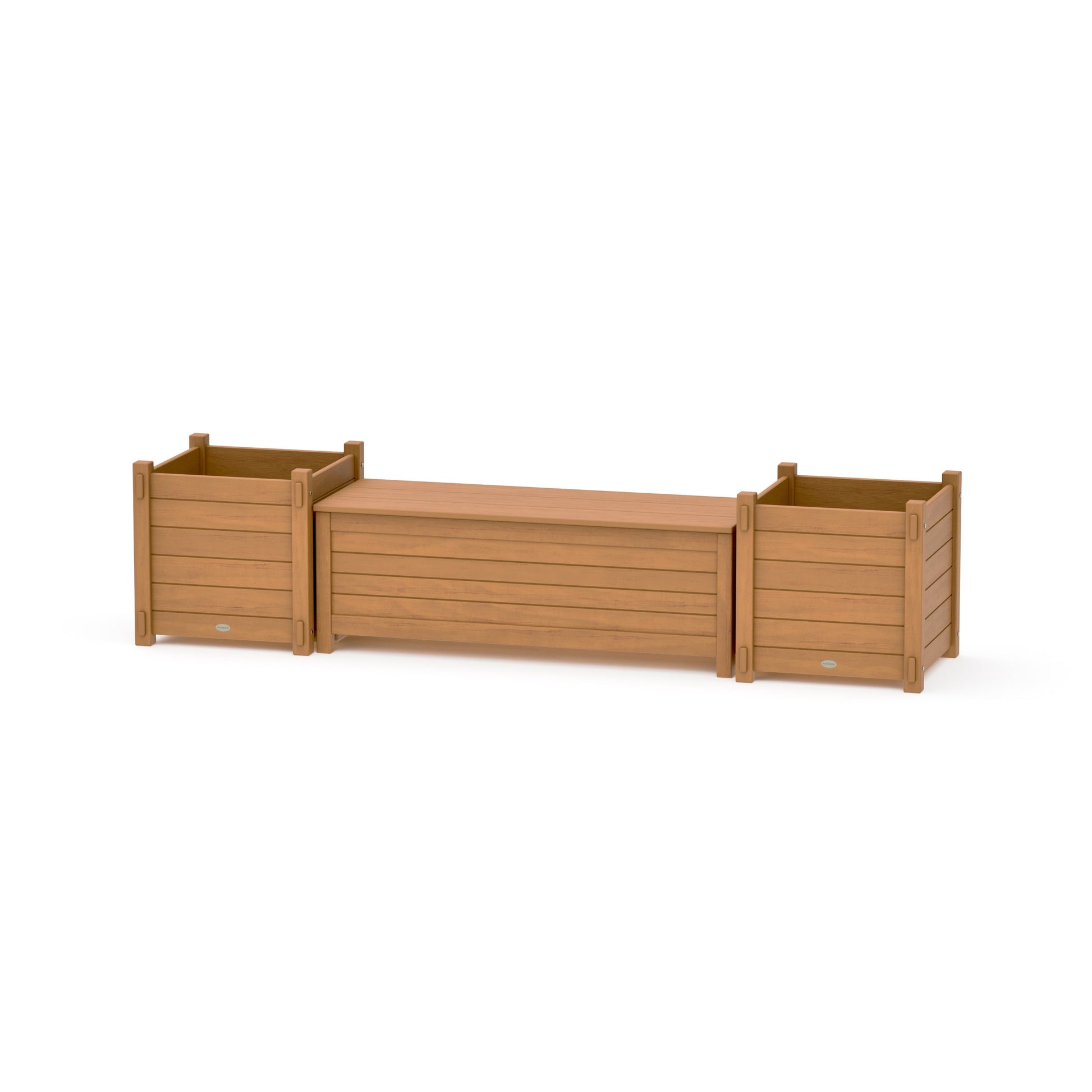 POLYWOOD 48" Nautical Straight Planter Storage Bench Set- Large — Natural