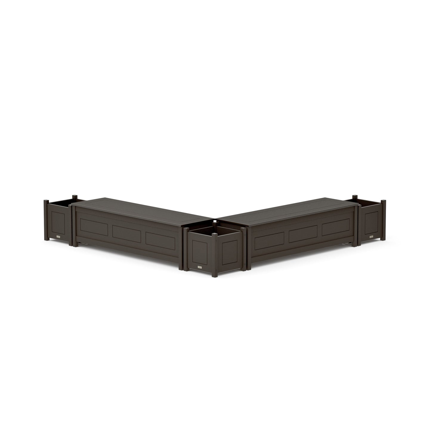 POLYWOOD 60" Country Living L- Shaped Planter Storage Bench Corner Set — Vintage Coffee