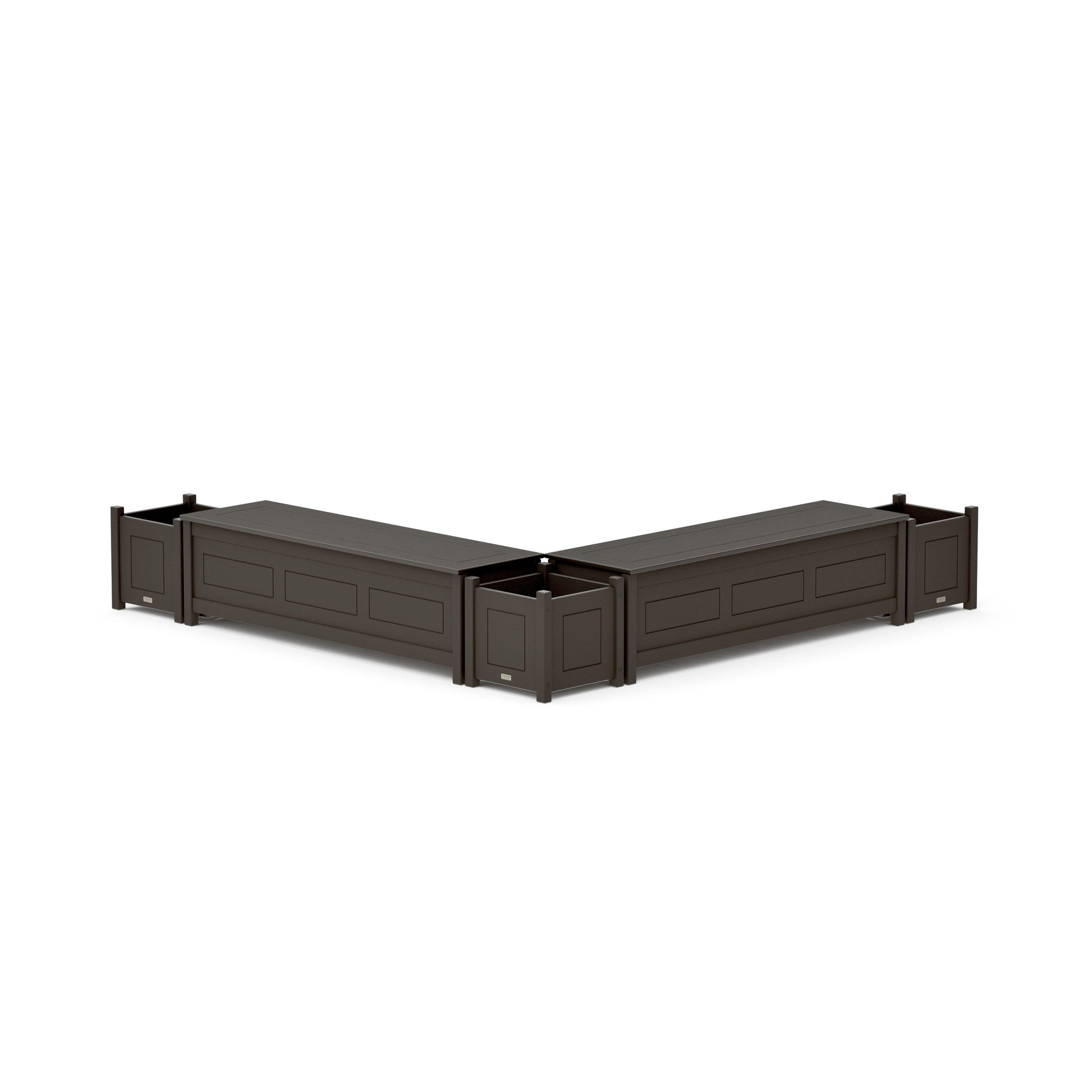 POLYWOOD 60" Country Living L- Shaped Planter Storage Bench Corner Set — Vintage Coffee