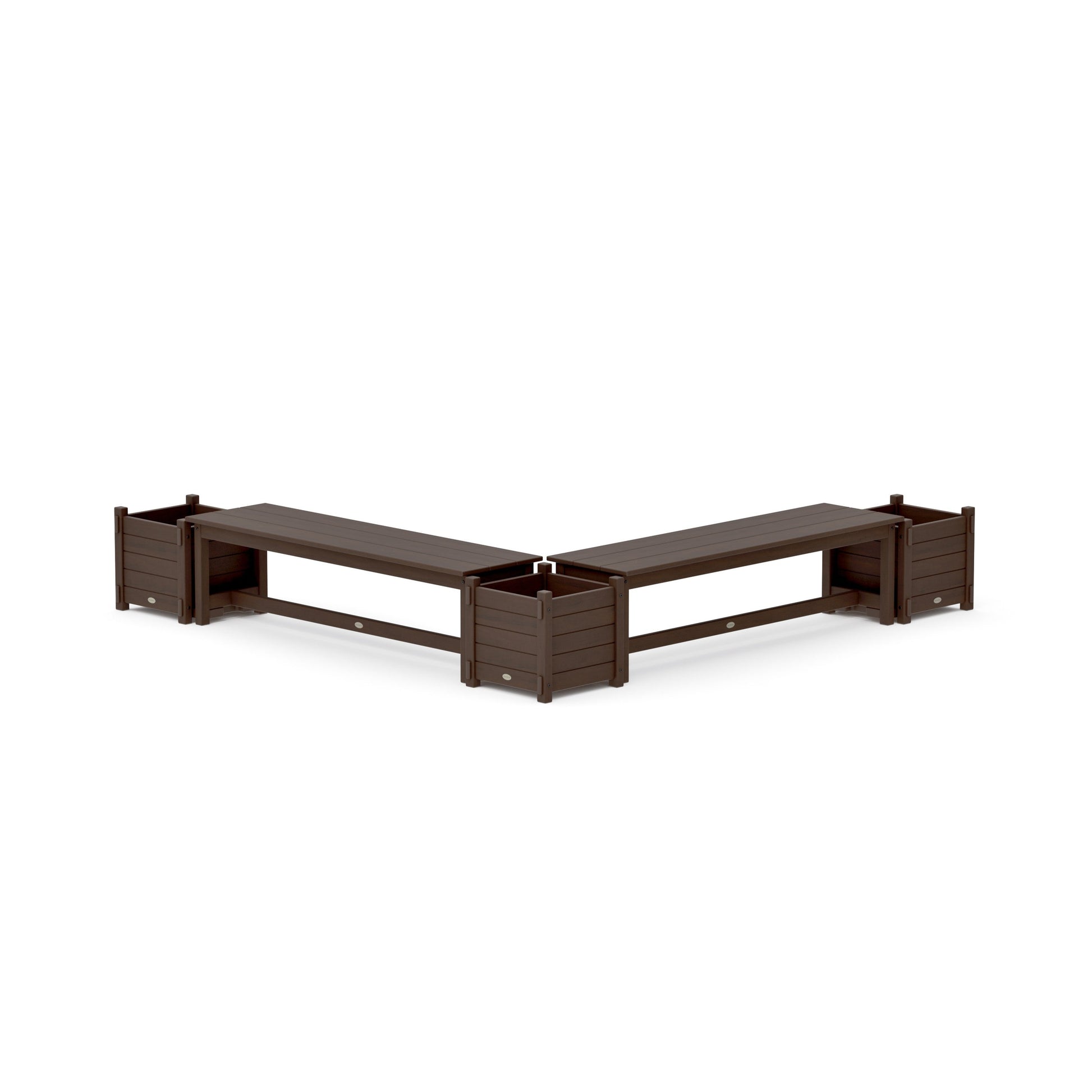 POLYWOOD 60" Nautical L- Shaped Planter Bench Corner Set — Kona