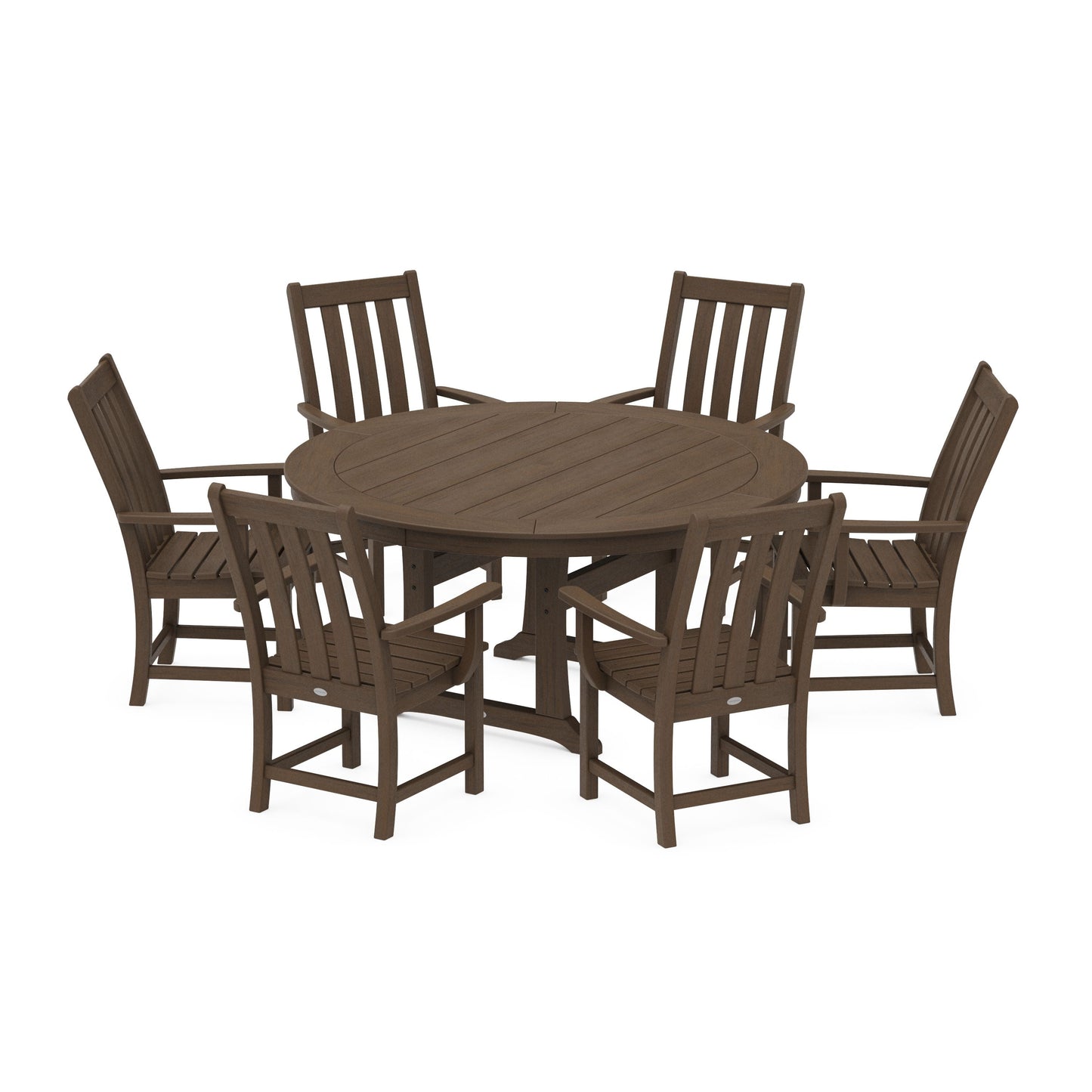 POLYWOOD Vineyard 7-Piece Arm Chair Round Dining Set — Kona