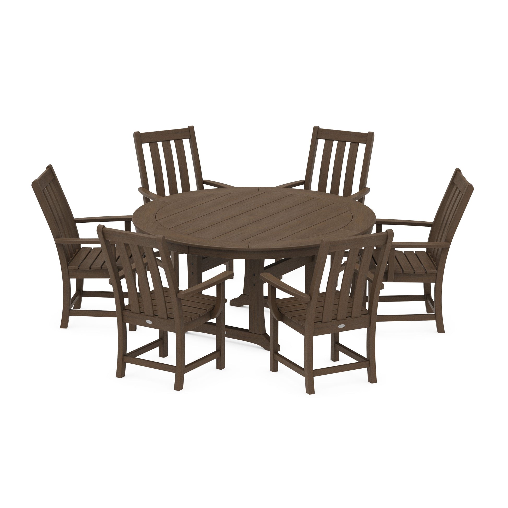 POLYWOOD Vineyard 7-Piece Arm Chair Round Dining Set — Kona