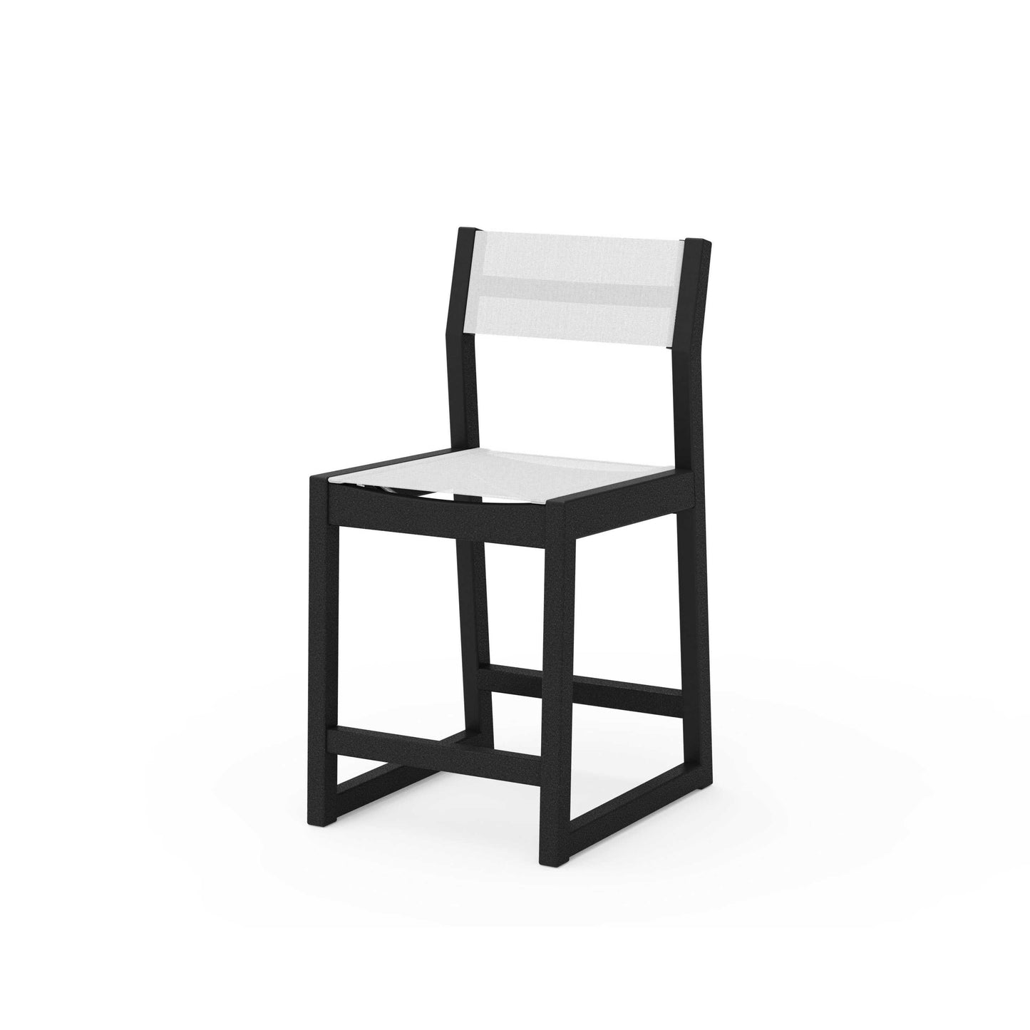POLYWOOD EDGE Sling Counter Side Chair — Black / White Sling