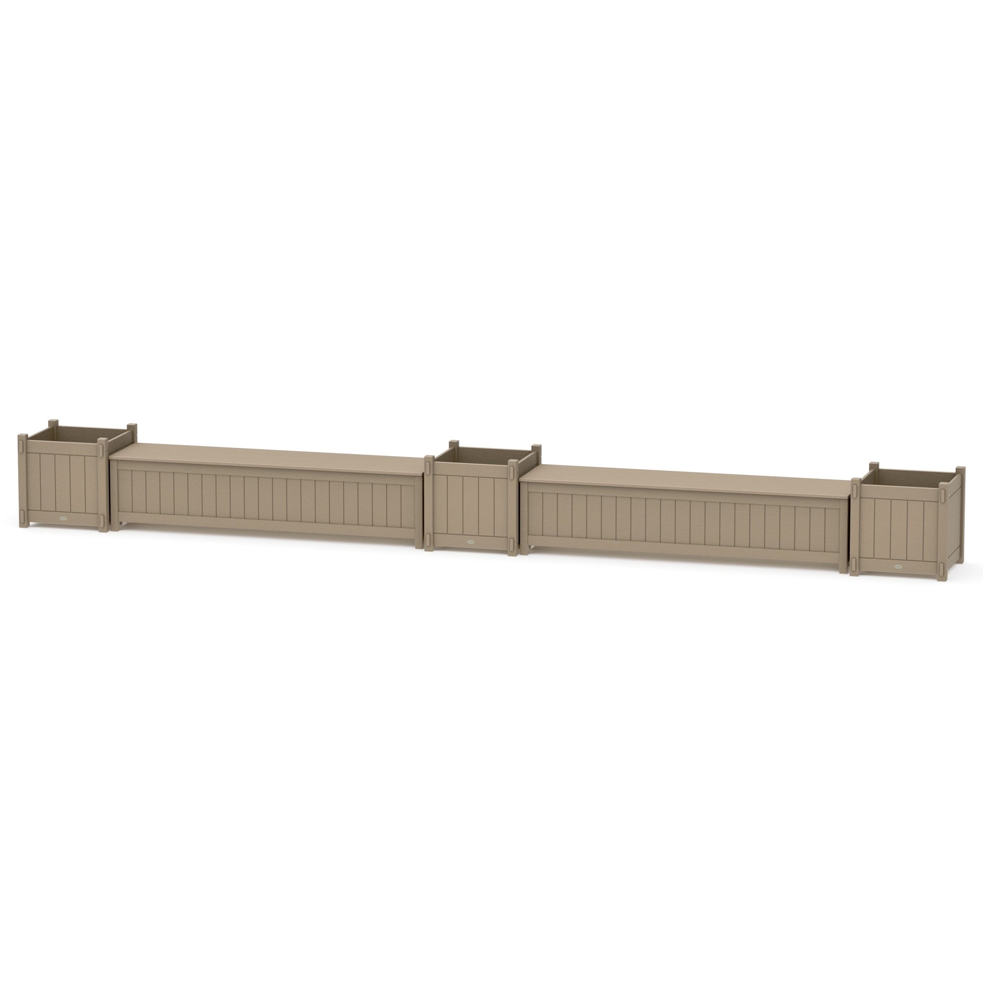 POLYWOOD 72" Vineyard Straight Double Planter Storage Bench Set- Large — Vintage Sahara