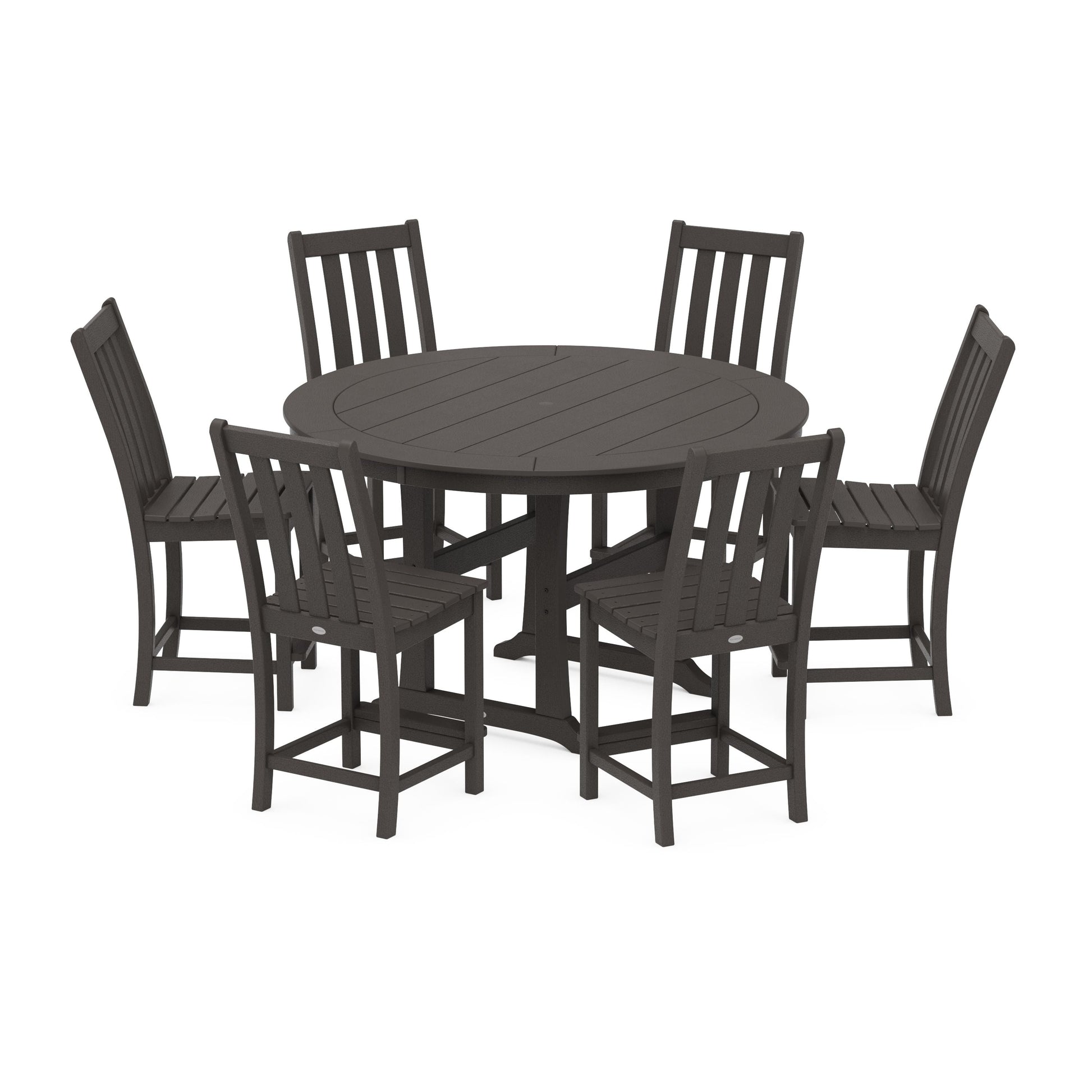 POLYWOOD Vineyard 7-Piece Side Chair Round Counter Set