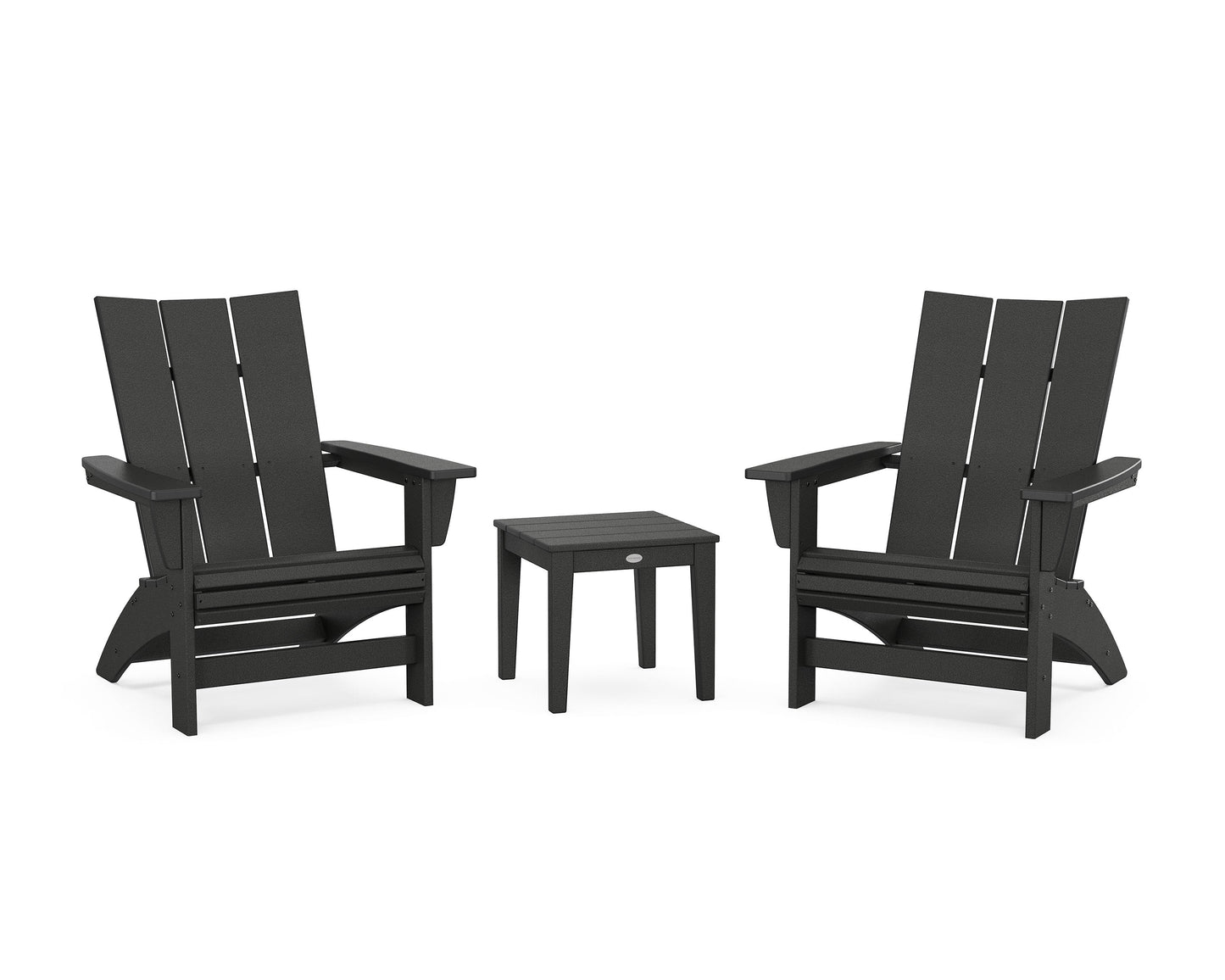 POLYWOOD 3-Piece Modern Grand Adirondack Set — Black