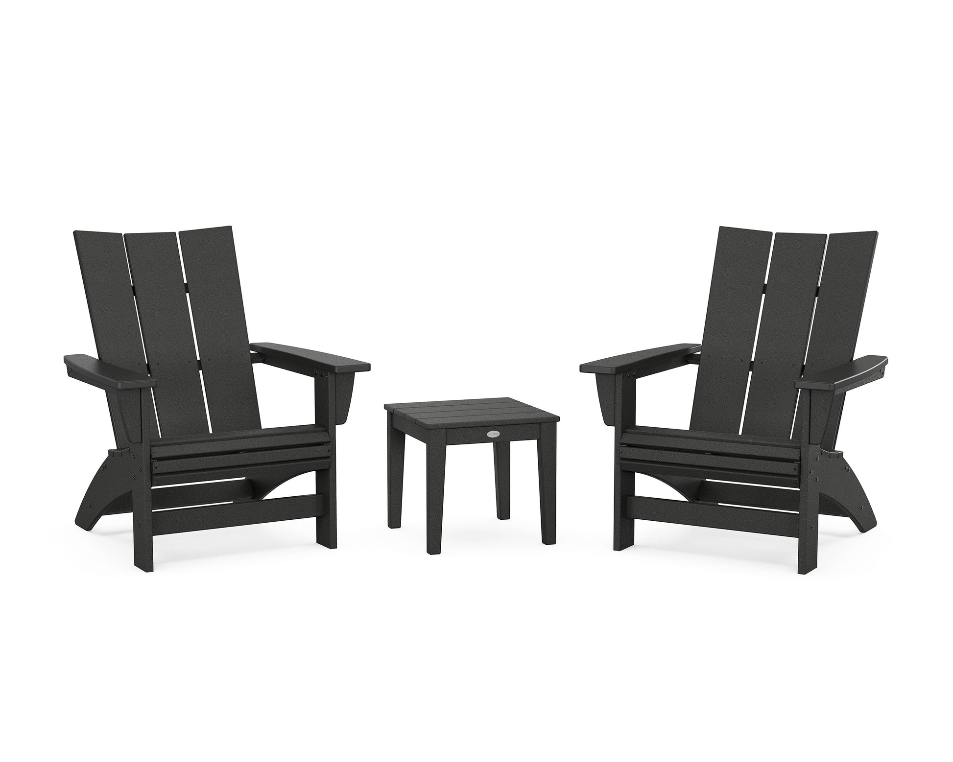 POLYWOOD 3-Piece Modern Grand Adirondack Set — Black