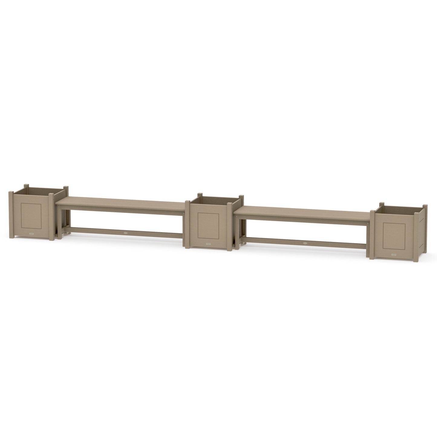 POLYWOOD 60" Country Living Straight Double Planter Bench Set - Large — Vintage Sahara