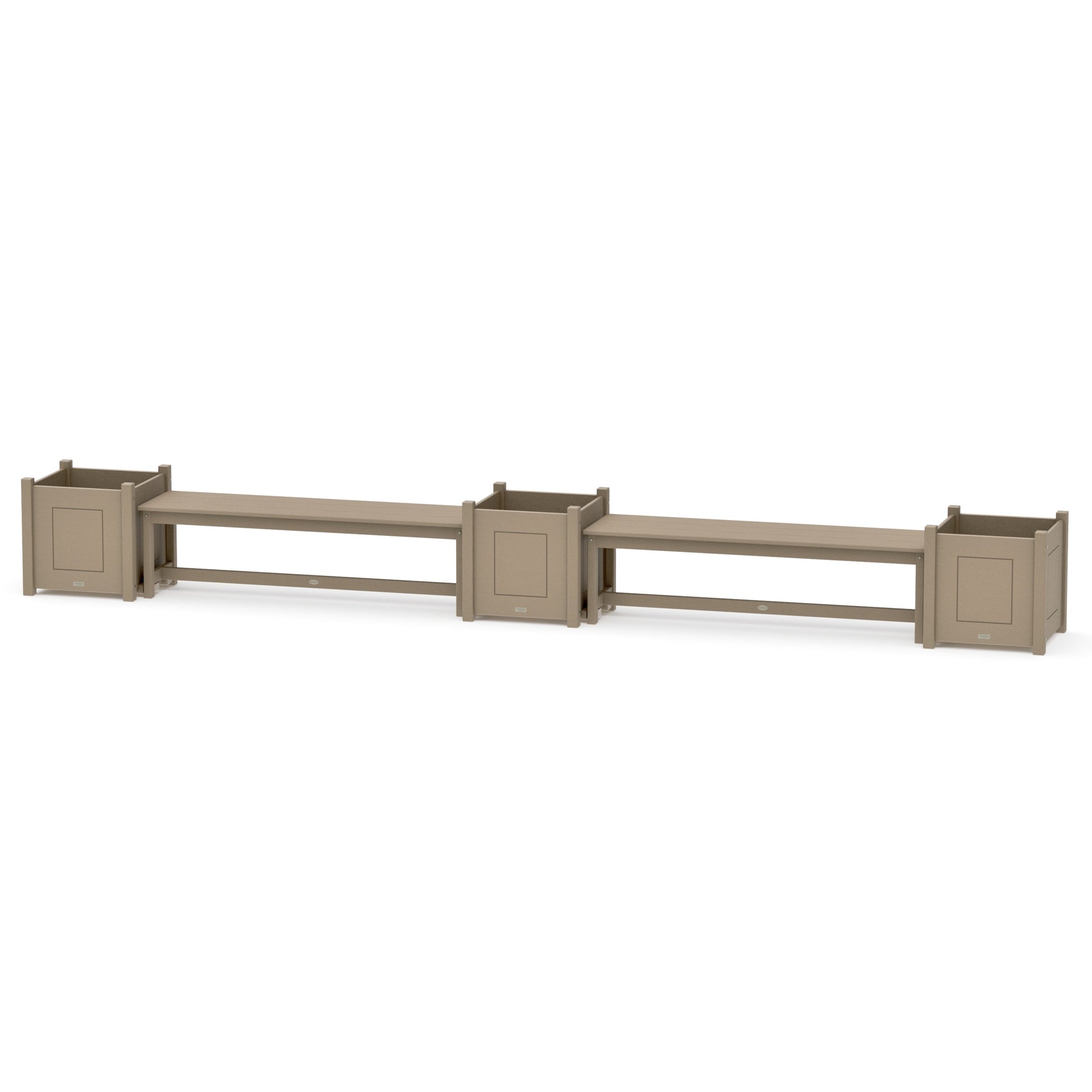 POLYWOOD 60" Country Living Straight Double Planter Bench Set - Large — Vintage Sahara