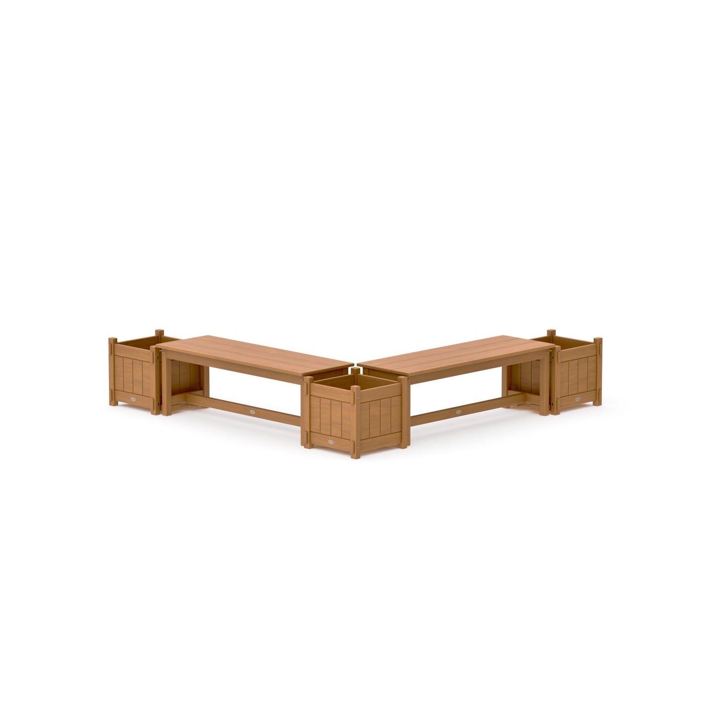 POLYWOOD 48" Vineyard L- Shaped Planter Bench Corner Set — Natural