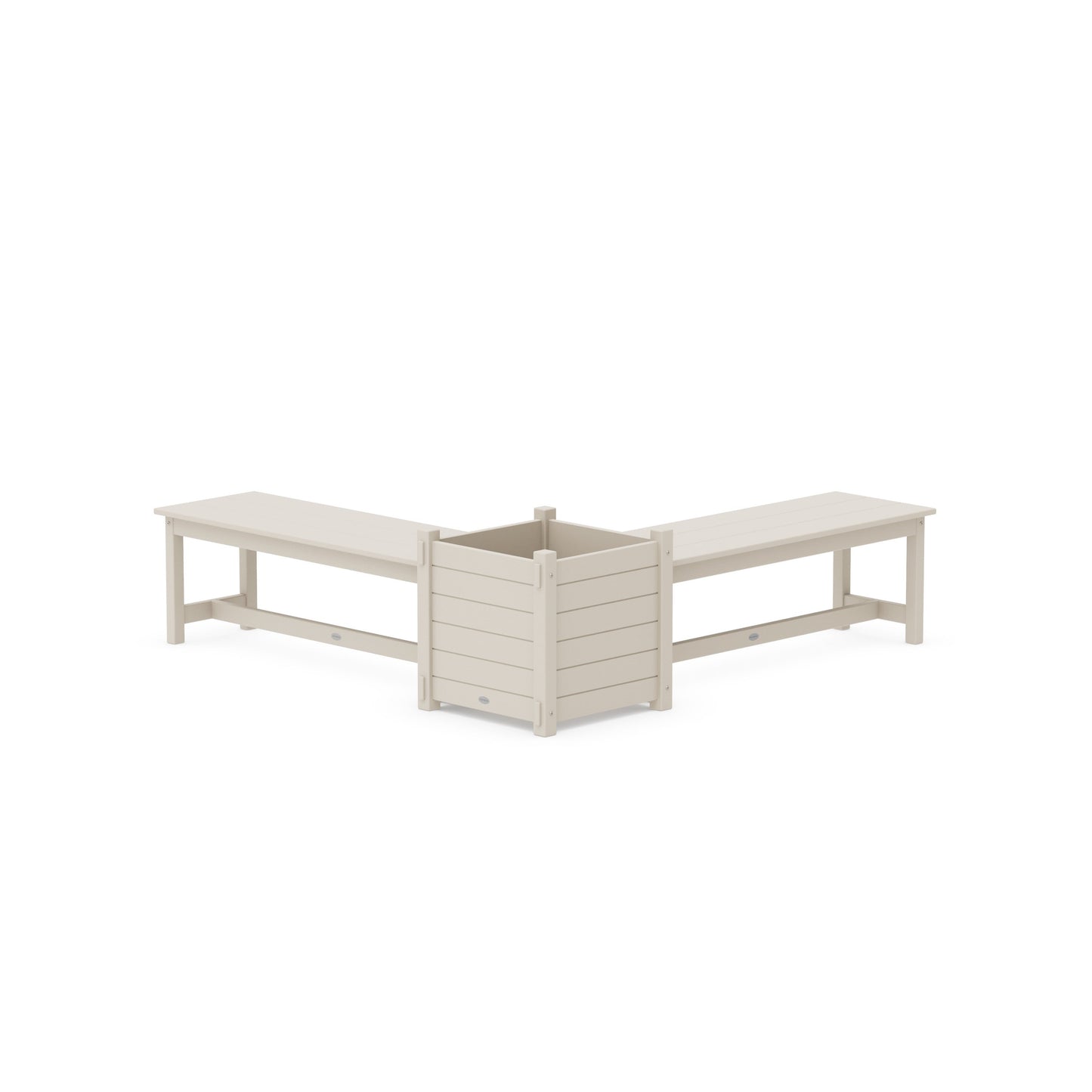 POLYWOOD 48" Nautical L- Shaped Planter Bench Set- Large — Sand