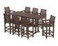 POLYWOOD Captain 9-Piece Bar Set with Trestle Legs — Mahogany