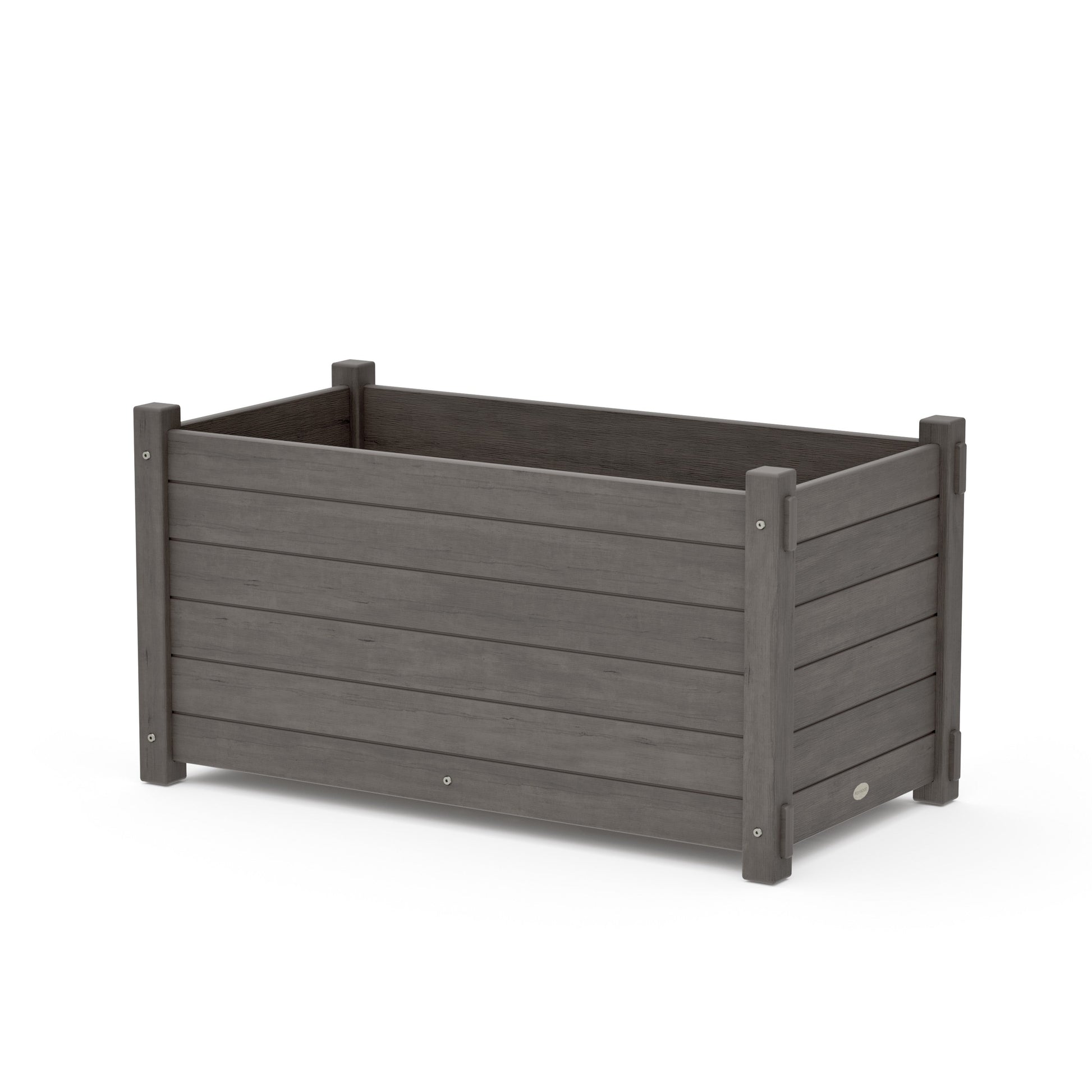 POLYWOOD Nautical Large Rectangle Double Planter Box — Driftwood