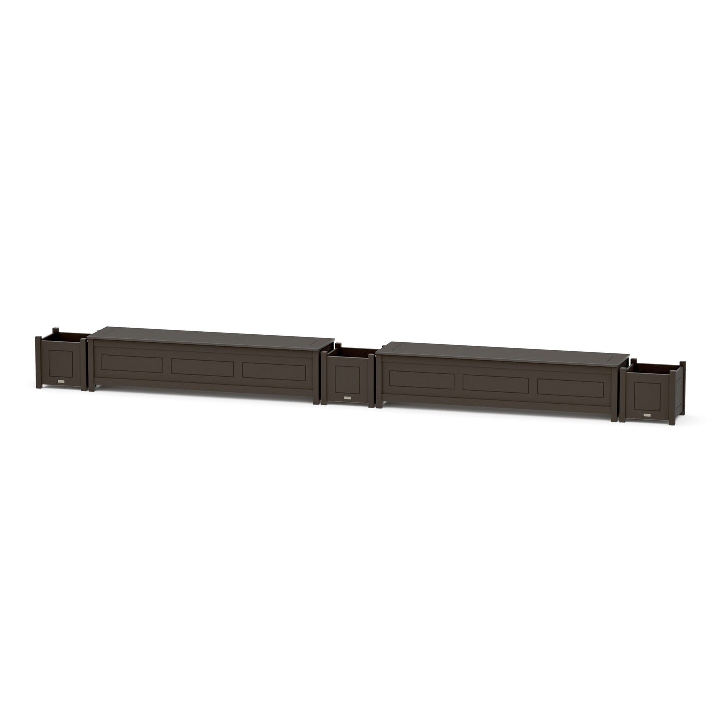 POLYWOOD 72" Country Living Straight Double Planter Storage Bench Set — Vintage Coffee