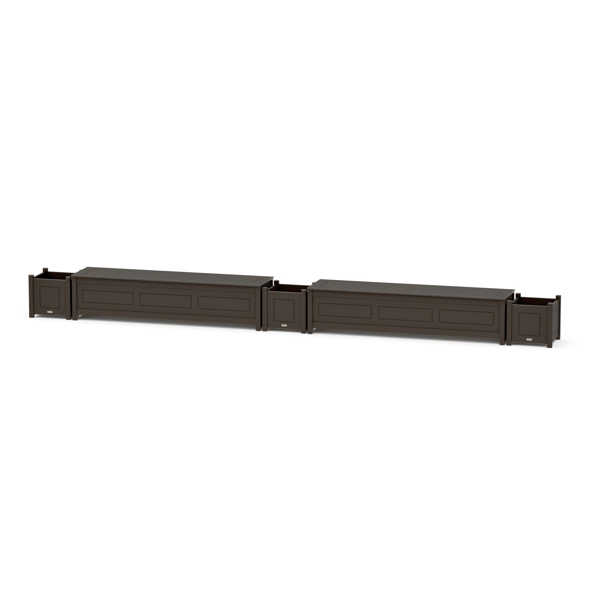 POLYWOOD 72" Country Living Straight Double Planter Storage Bench Set — Vintage Coffee
