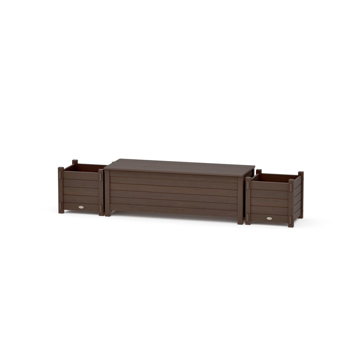 POLYWOOD 48" Nautical Straight Planter Storage Bench Set — Kona