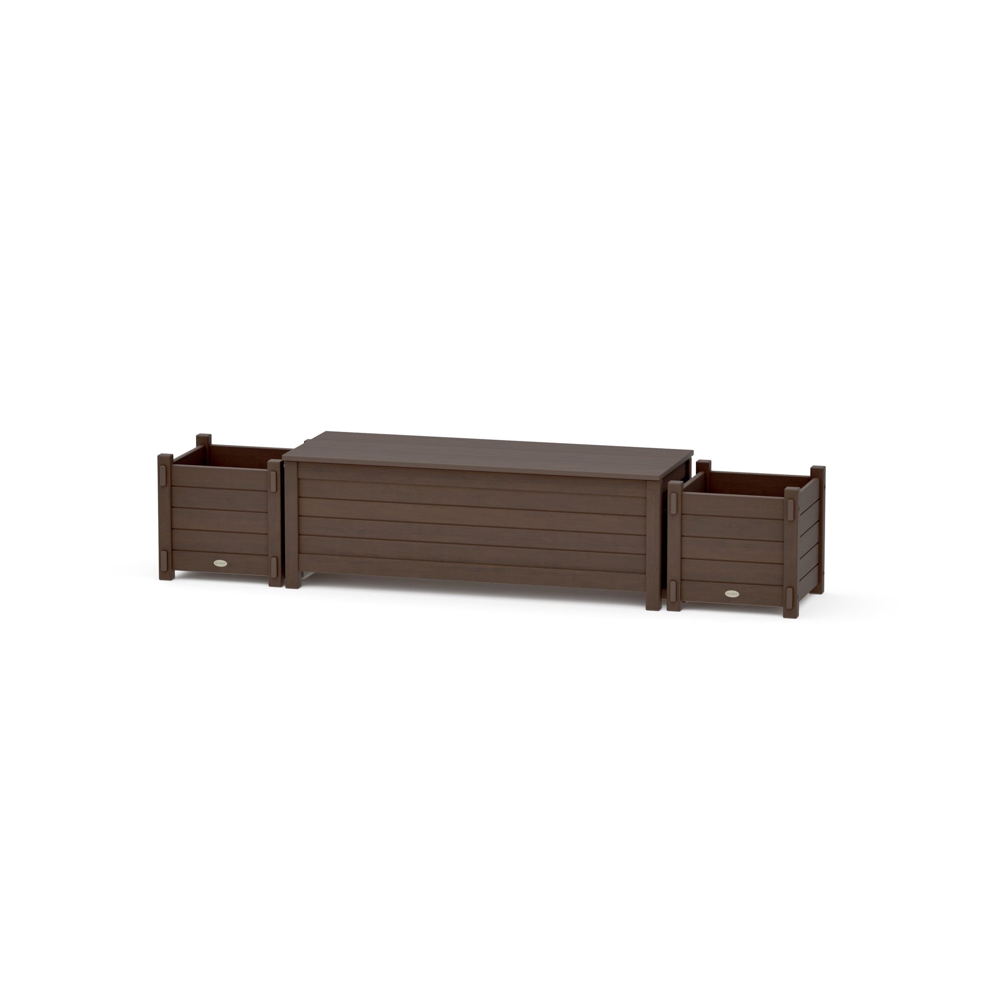 POLYWOOD 48" Nautical Straight Planter Storage Bench Set — Kona