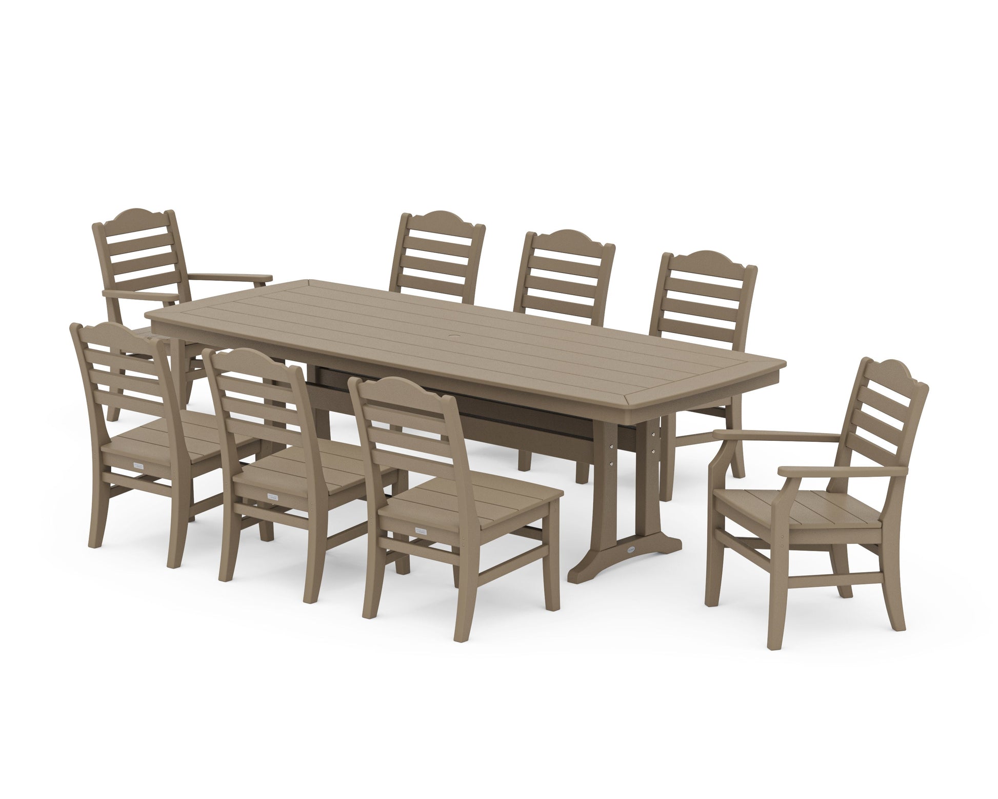 POLYWOOD Savannah 9-Piece Dining Set with Trestle Legs — Vintage Sahara