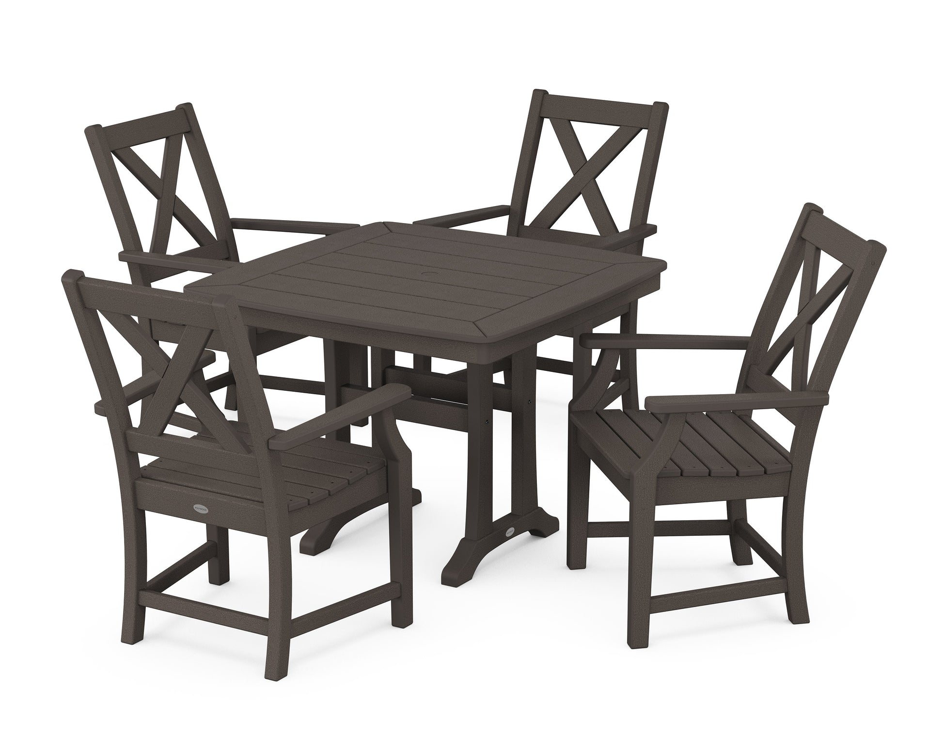 POLYWOOD Braxton 5-Piece Dining Set with Trestle Legs — Vintage Coffee