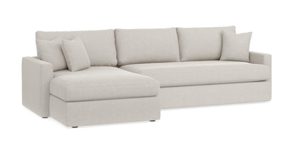 Bassett Allure Bench Seat Chaise Sectional. Shown in: Dreamy Alabaster — Fabric FC222-11.
