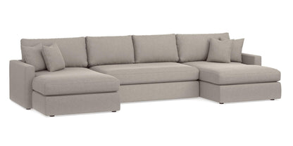 Bassett Allure Bench Seat U-Shaped Sectional. Shown in: Dreamy Dove — Fabric FC222-19.