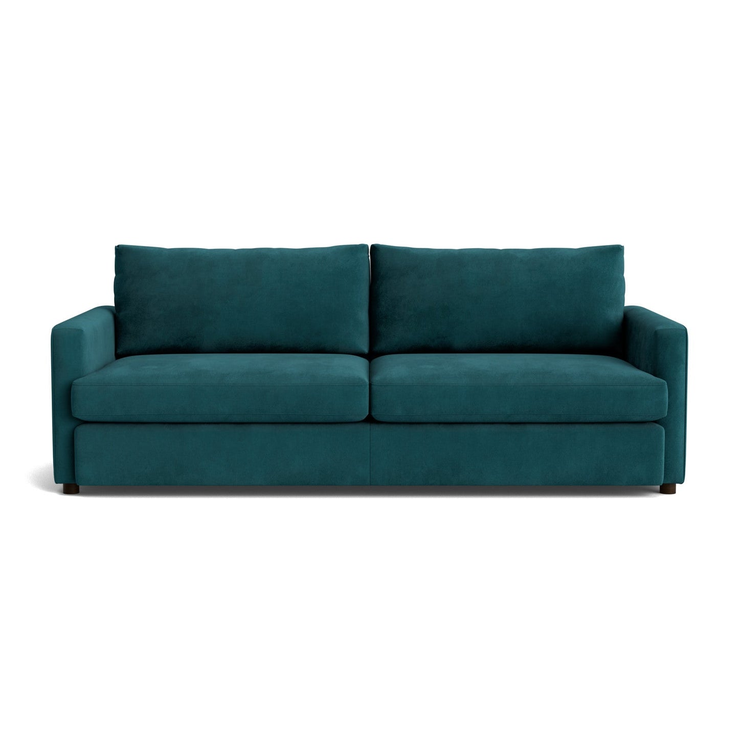 Bassett Allure Sofa. Shown in: Premium Velvet Lagoon — Fabric 6373-45.