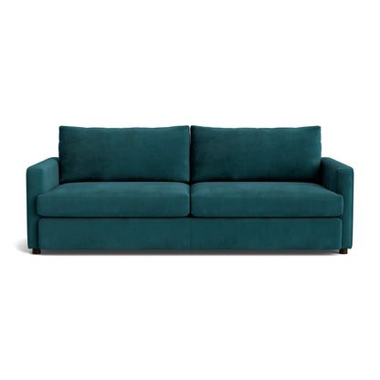 Bassett Allure Sofa. Shown in: Premium Velvet Lagoon — Fabric 6373-45.