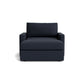 Bassett Allure Two Arm Chaise. Shown in: Basket Weave Navy — Fabric 1495-5.