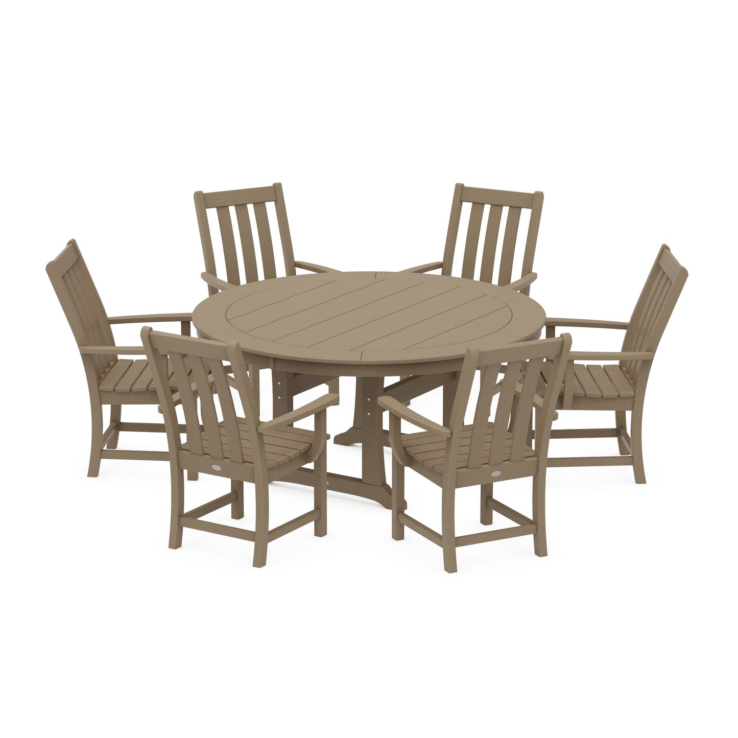 POLYWOOD Vineyard 7-Piece Arm Chair Round Dining Set — Vintage Sahara