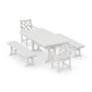 POLYWOOD Chippendale 5-Piece Farmhouse Dining Set With Trestle Legs — Vintage White