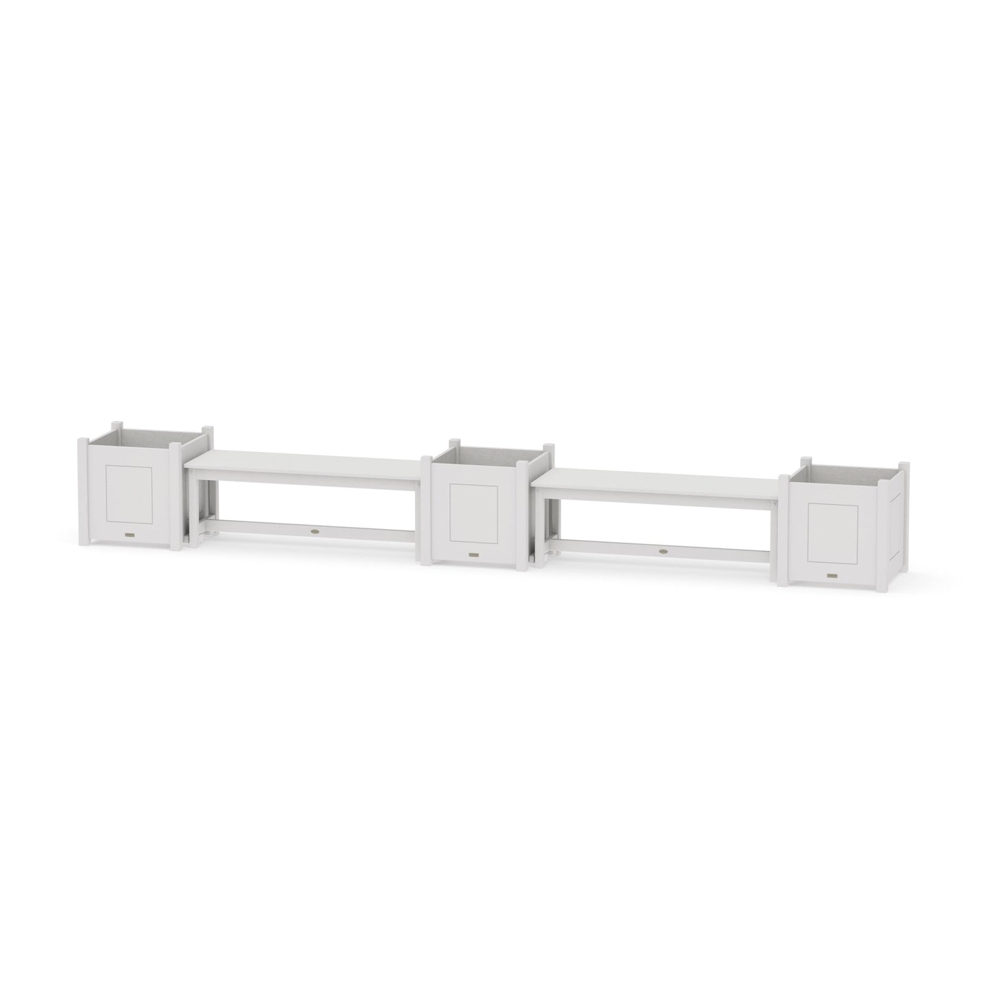POLYWOOD 48" Country Living Straight Double Planter Bench Set - Large — Vintage White