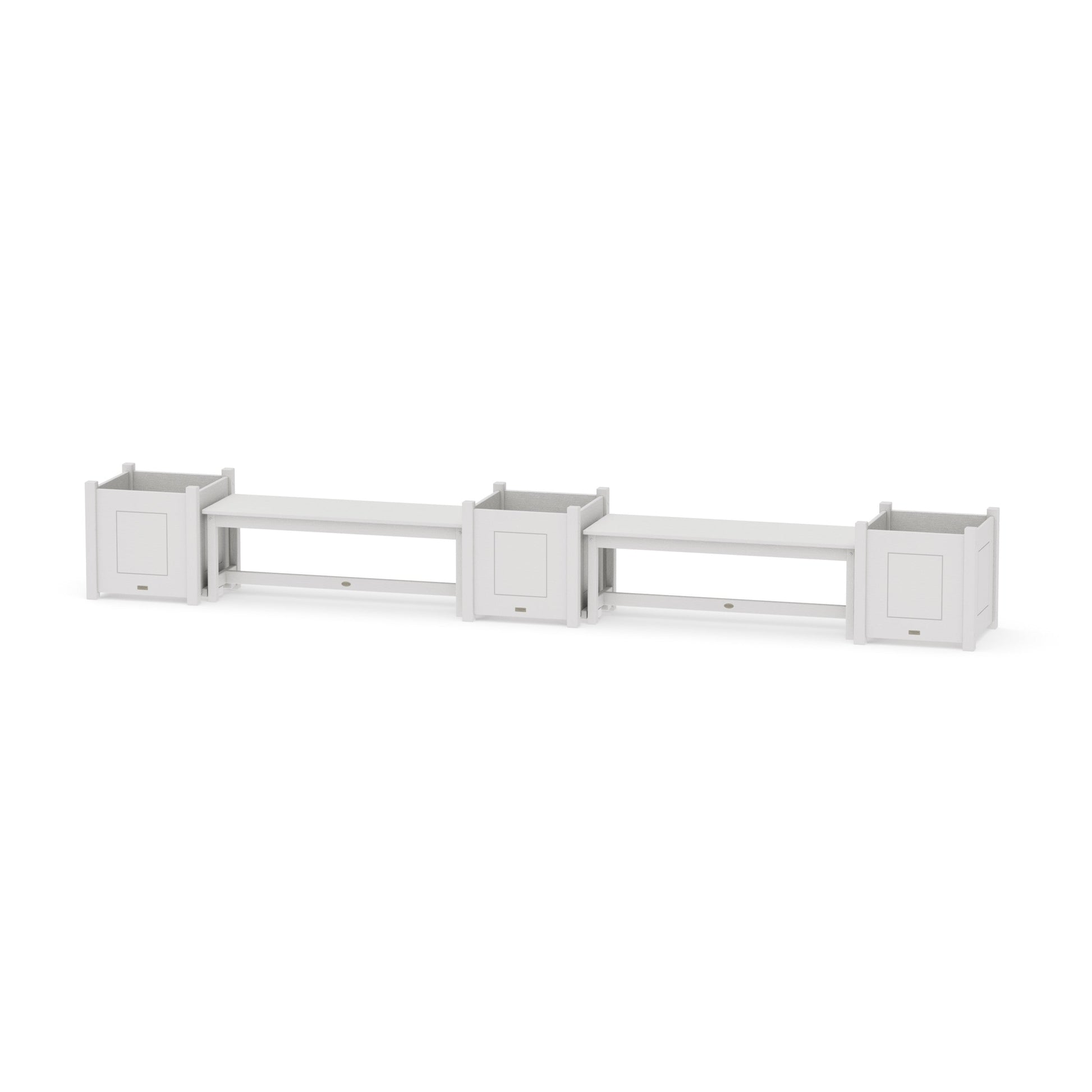 POLYWOOD 48" Country Living Straight Double Planter Bench Set - Large — Vintage White