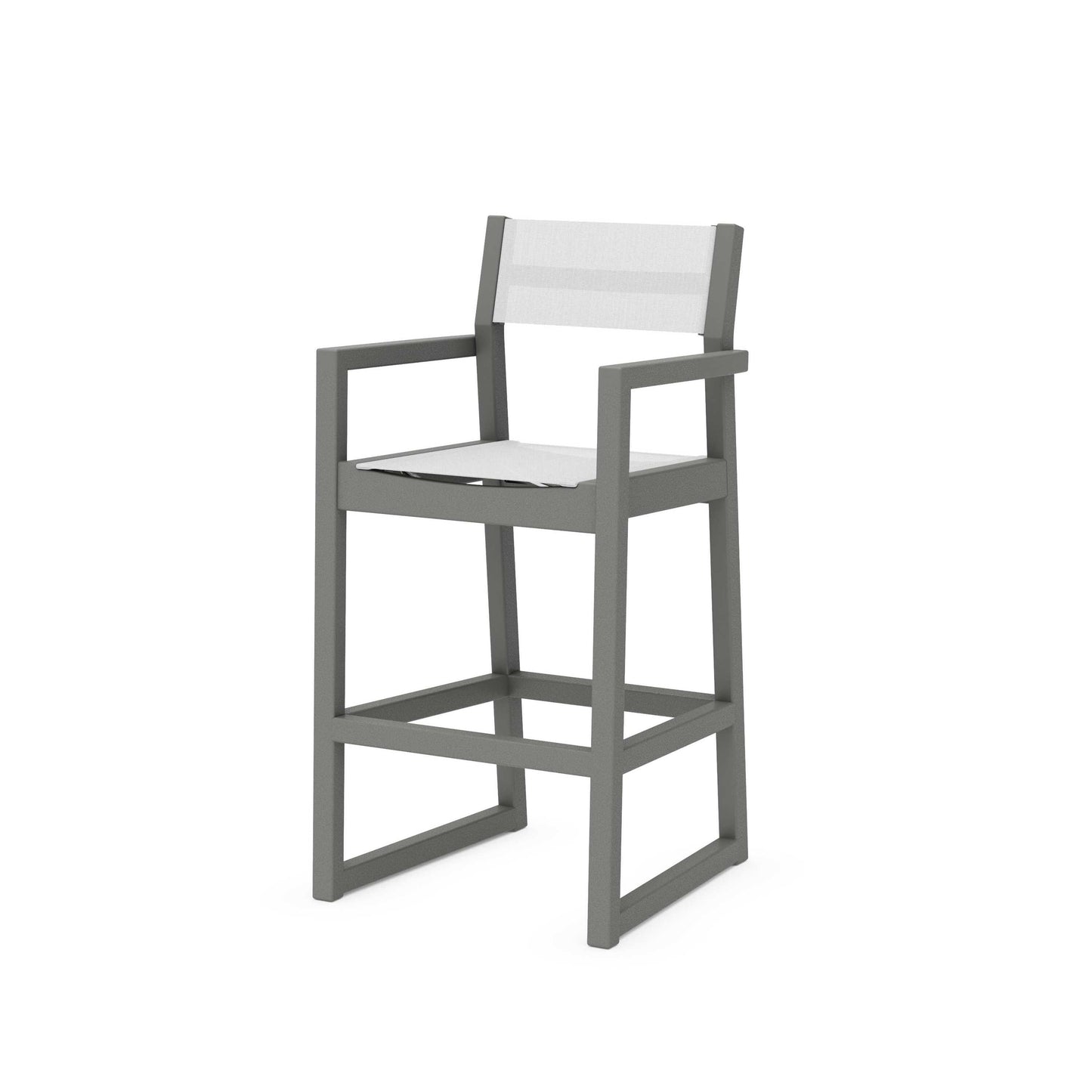 POLYWOOD EDGE Sling Bar Arm Chair — Slate Grey / White Sling