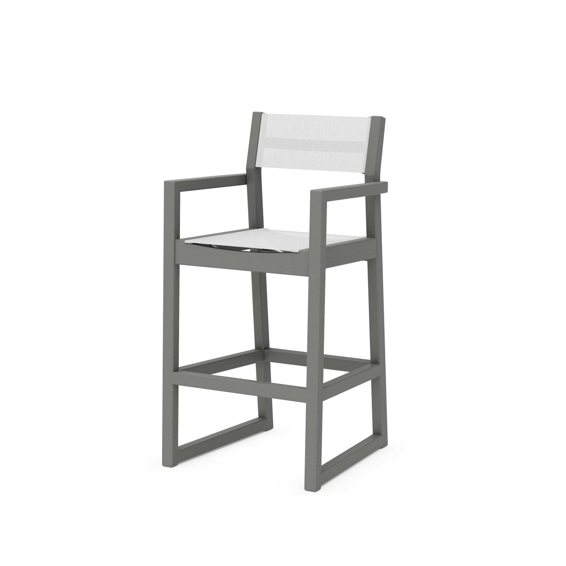 POLYWOOD EDGE Sling Bar Arm Chair — Slate Grey / White Sling