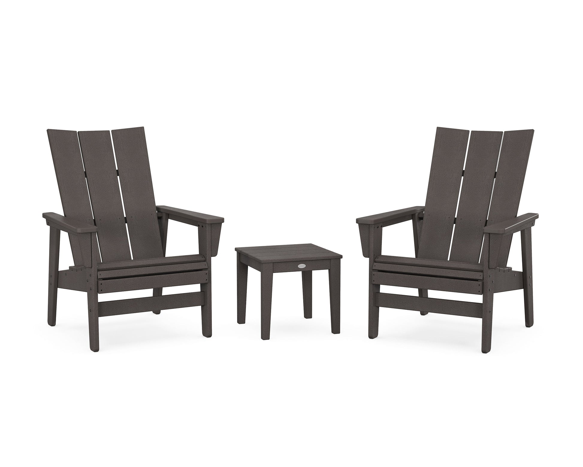 POLYWOOD 3-Piece Modern Grand Upright Adirondack Set — Vintage Coffee