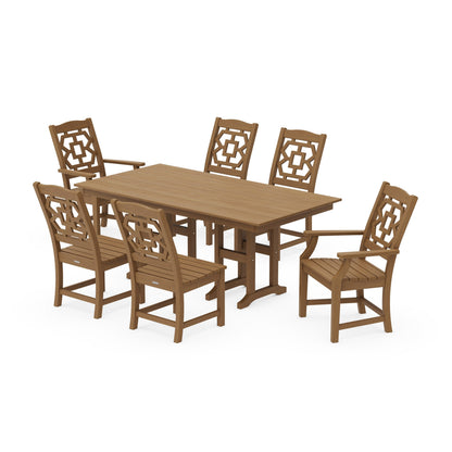 POLYWOOD Chinoiserie 7-Piece Farmhouse Dining Set — Natural