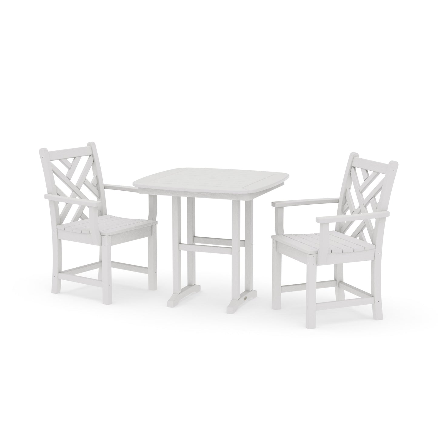 POLYWOOD Chippendale 3-Piece Dining Set — Vintage White