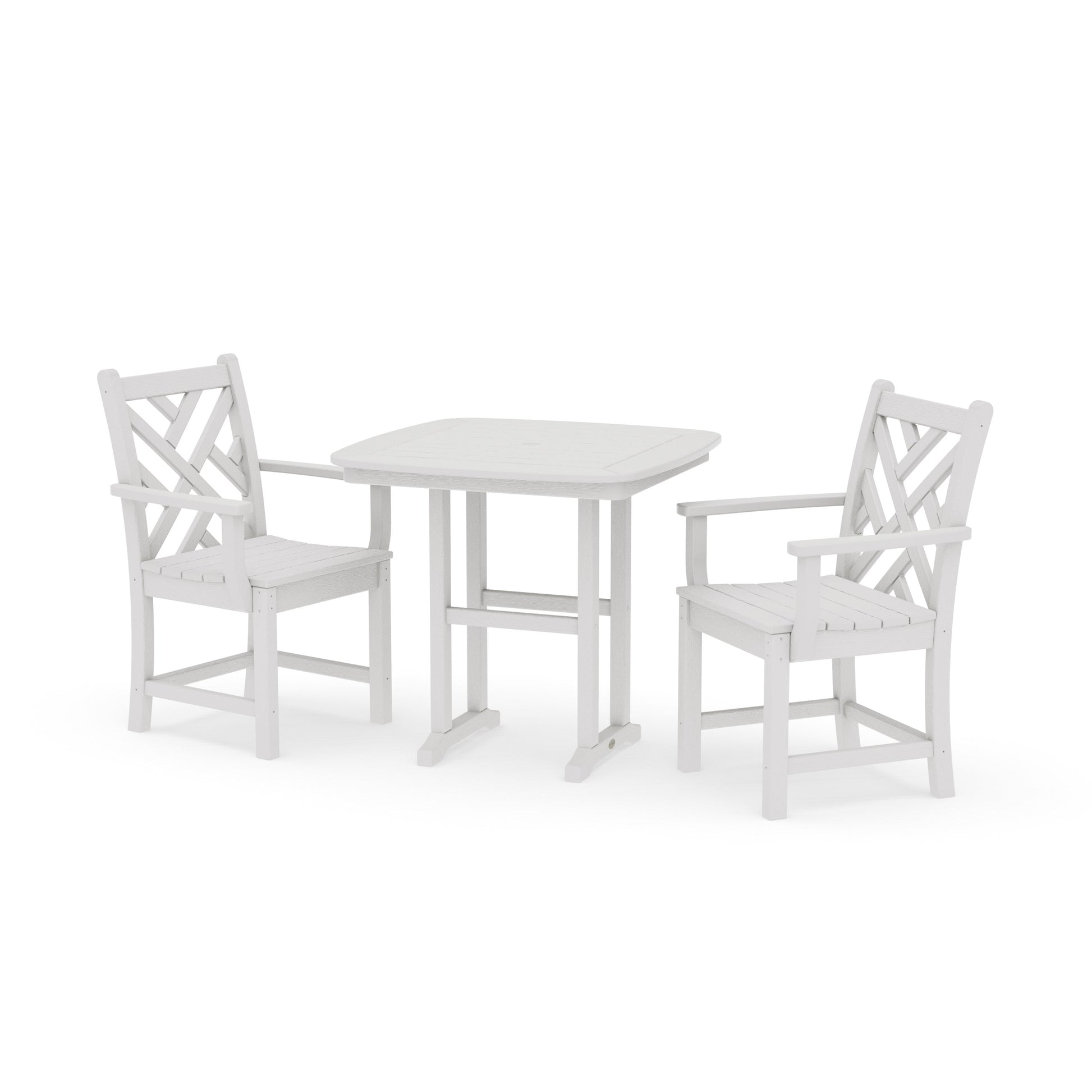 POLYWOOD Chippendale 3-Piece Dining Set — Vintage White