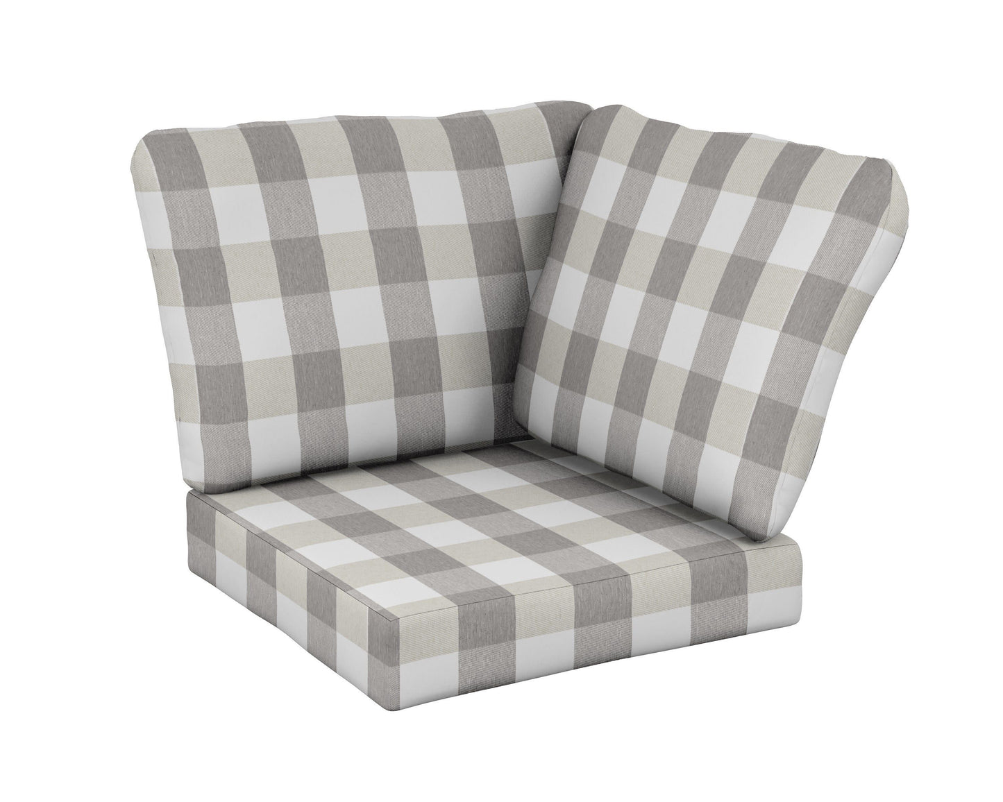 POLYWOOD Baffle Modular Corner Cushion — Buffalo Plaid Grey Mist