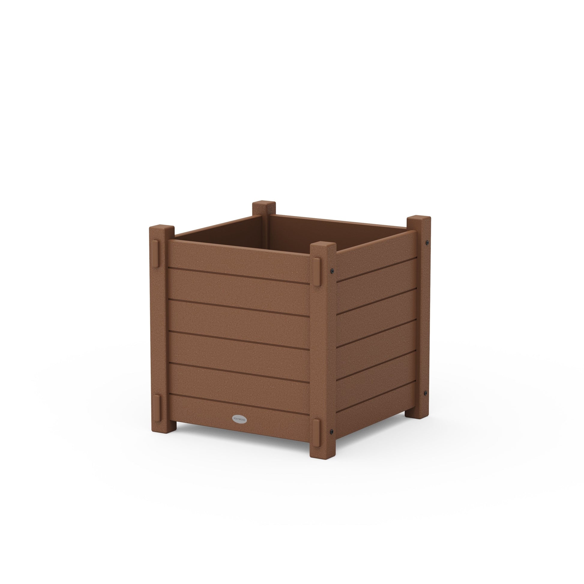 POLYWOOD Nautical Large Square Planter Box — Teak