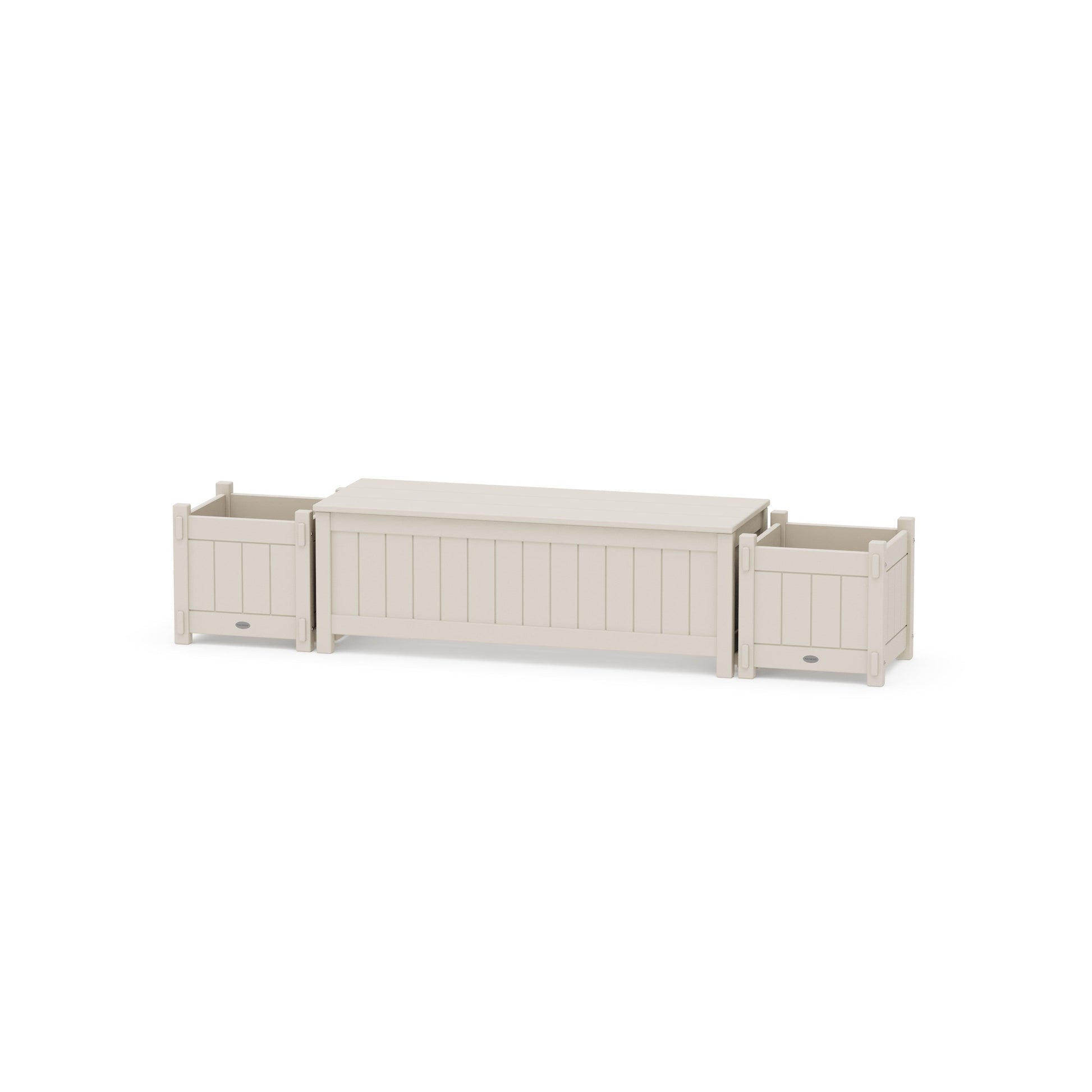 POLYWOOD 48" Vineyard Straight Planter Storage Bench Set — Sand