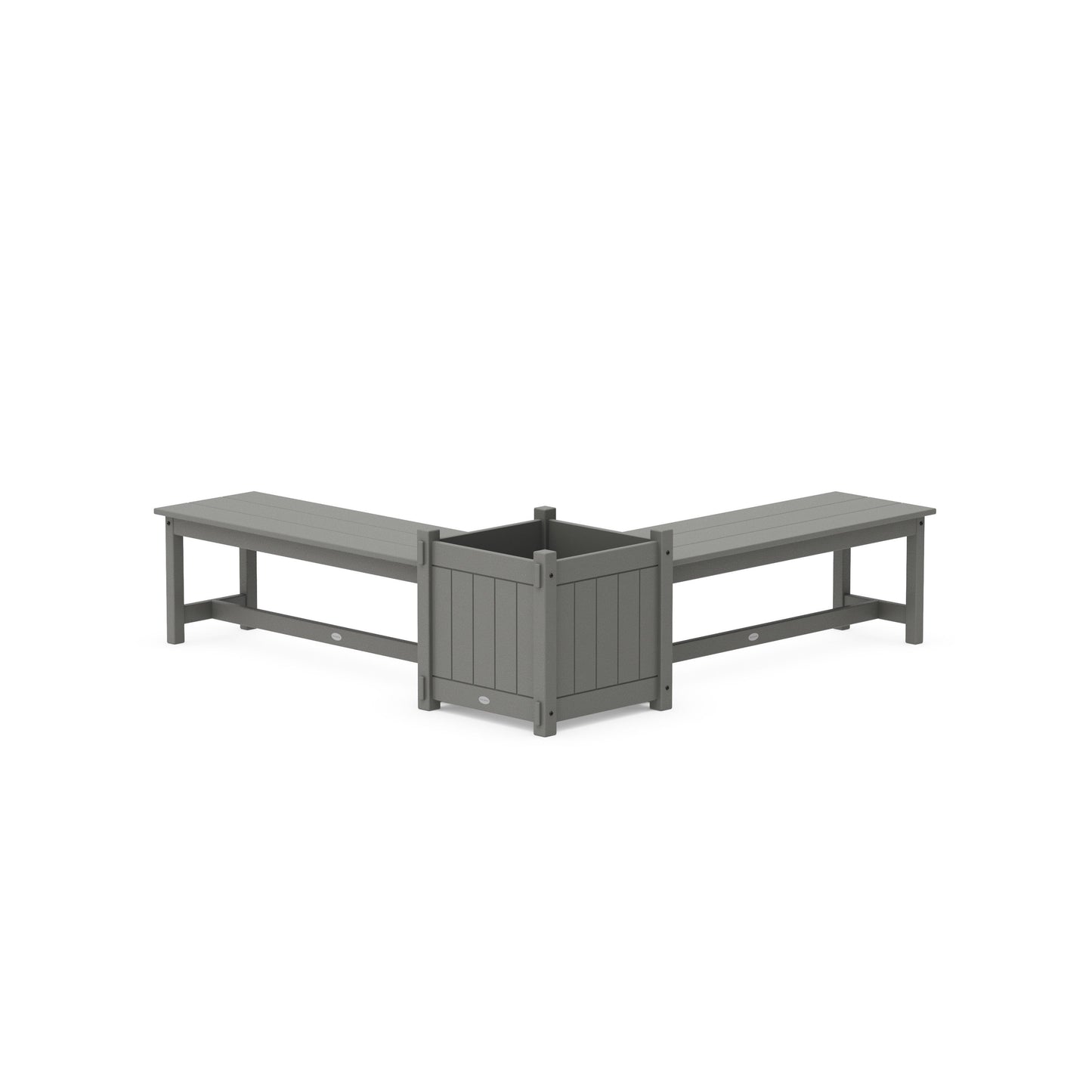POLYWOOD 48" Vineyard L- Shaped Planter Bench Set- Large — Slate Grey