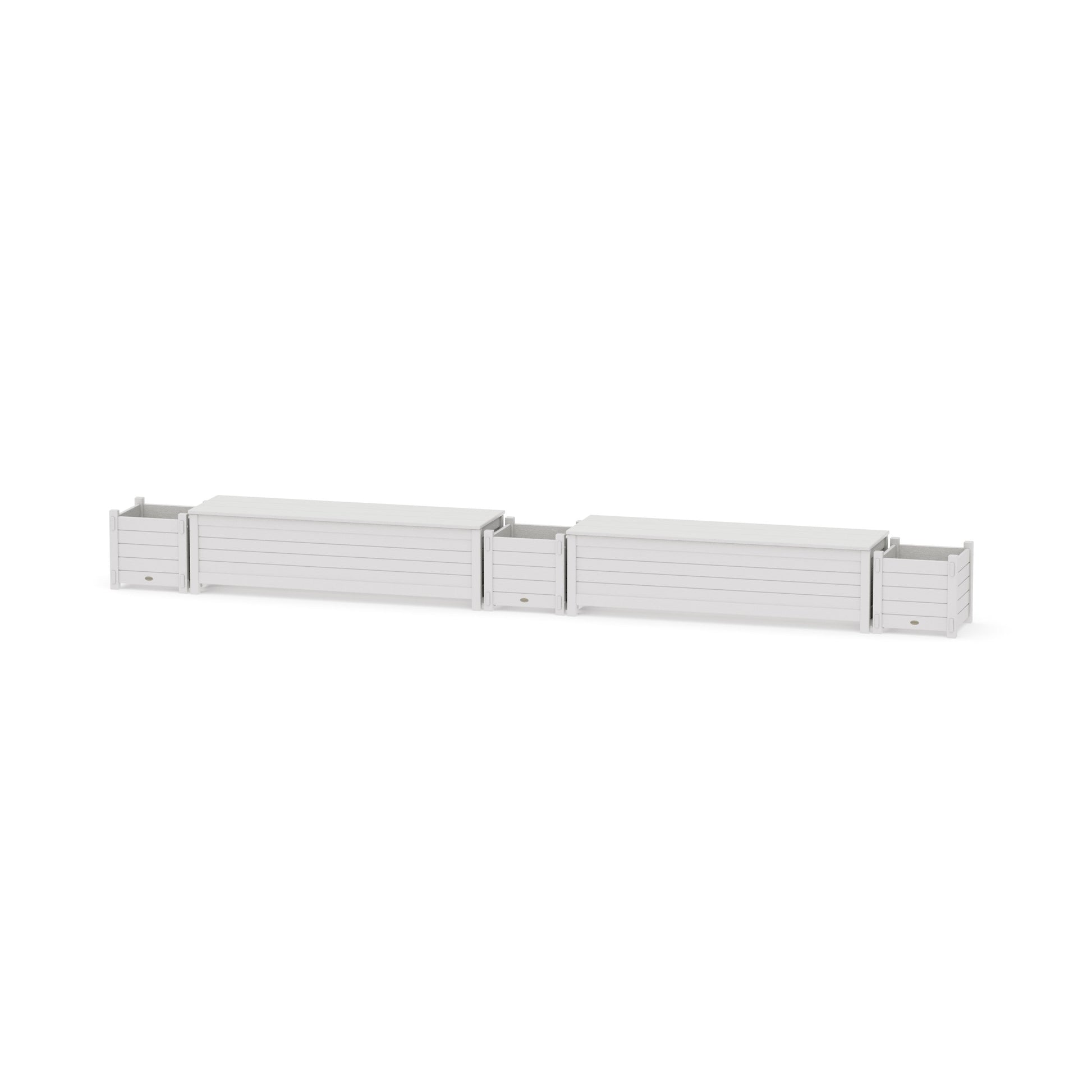 POLYWOOD 60" Nautical Straight Double Planter Storage Bench Set — Vintage White
