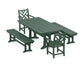POLYWOOD Chippendale 5-Piece Farmhouse Dining Set With Trestle Legs — Green