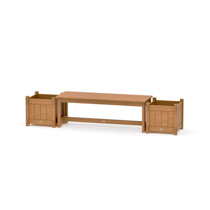 POLYWOOD 48" Vineyard Straight Planter Bench Set — Natural