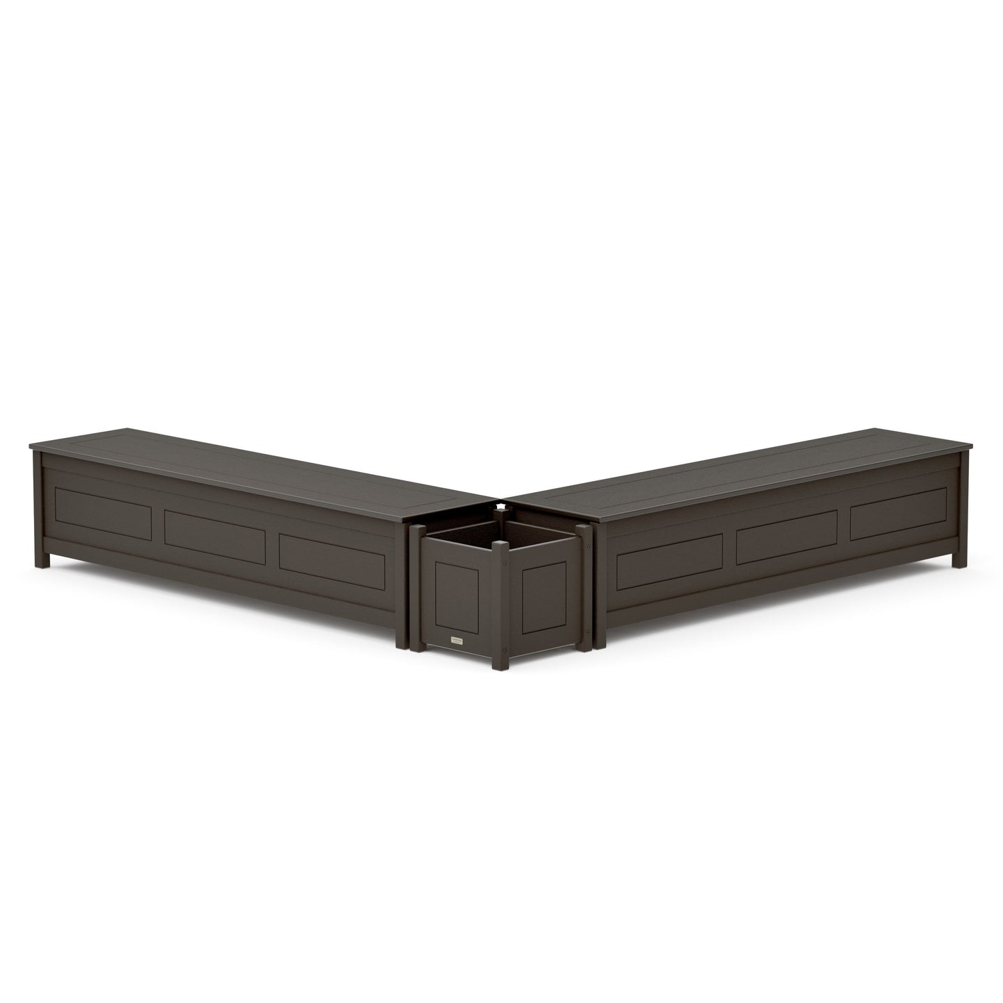 POLYWOOD 72" Country Living L- Shaped Planter Storage Bench Set — Vintage Coffee