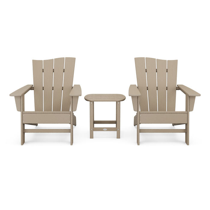 POLYWOOD Wave 3-Piece Adirondack Chair Set in Vintage Finish FREE SHIPPING