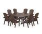 POLYWOOD Nautical Curveback Adirondack 9-Piece Square Dining Set with Trestle Legs — Mahogany